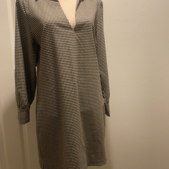 Zara Women’s winter shirt dress checker plaid collared black white midi new xl - Picture 10 of 16